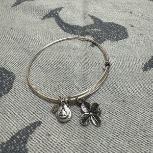 Alex and Ani Silver Clover Bangle Bracelet
